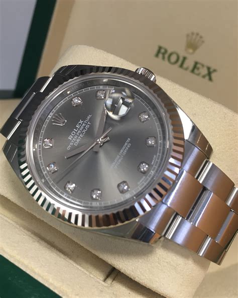 rolex datejust 41 rhodium diamond dial automatic men's watch|2022 rolex datejust 41mm.